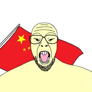 patriotjak, asian, beard, buck teeth, china, clothes, flag, glasses, looking at you, narrow eyes