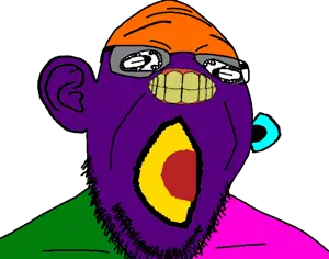 sabiopajin, goopjak, colorjak, blue eyes, crazy, ear, incomprehensible woahjack, open mouth, purple skin, stubble