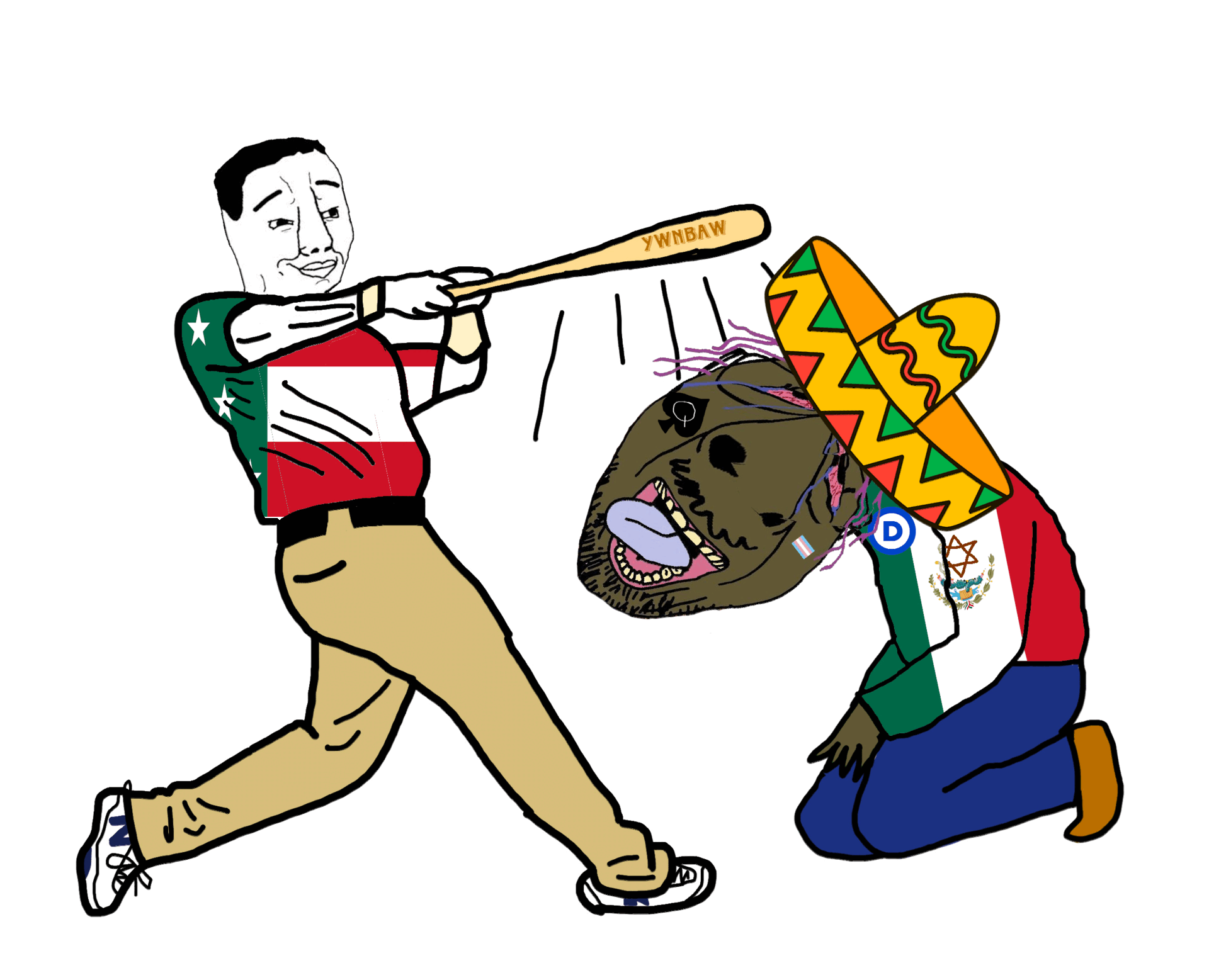 bernd, chudjak, meximutt, slopjak, animated, award, baseball bat, baseball cap, bloodshot eyes, brown skin