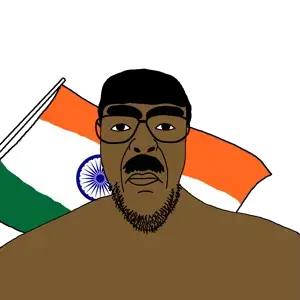 patriotjak, beard, bindi, brown skin, bushy eyebrows, closed mouth, clothes, flag, glasses, hair