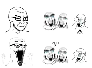 cobson, soyak, modern cobson, crying, meme, open mouth, text, you