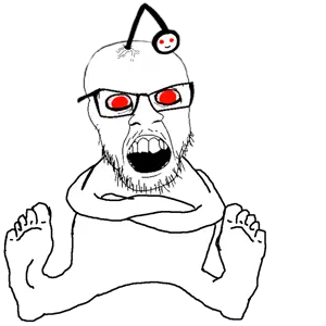 feraljak, crazed, full body, glasses, reddit, snoo, stubble