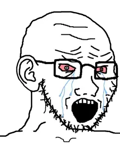 soyak, soyak (crying) 2, bald, bloodshot eyes, crying, ear, glasses, open mouth, stubble, transparent background