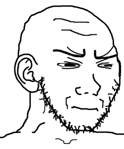soyak, soyak (irritated), bald, closed mouth, ear, forced meme, frown, soyjak, squinting, stubble