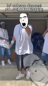 cobson, animated, dance, fat, glasses, nigger, open mouth, smile, soyjak, stubble