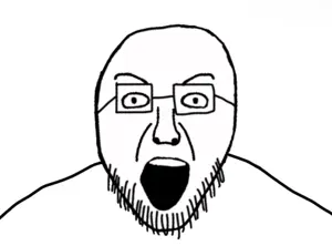 mateojak, beard, glasses, open mouth, soyjak