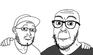 rotjak, scientolojak, no more brother wars, trios & duos, 2soyjaks, cap, clothes, ear, friendship, glasses