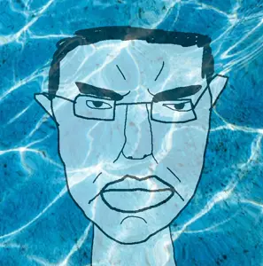 chudjak, angry, glasses, hair, water