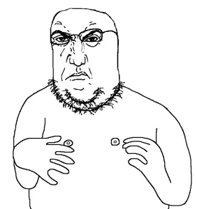 norwegian, punisher face, angry, bald, closed mouth, fat, glasses, looking at you, merge, nipple