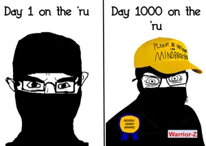 kratos, chudjak, feraljak, autism, balaclava, big ears, cap, clothes, comic, crazed