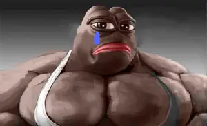 pepe, amphibian, animal, black skin, buff, crying, frog, mge, sadd, tank top