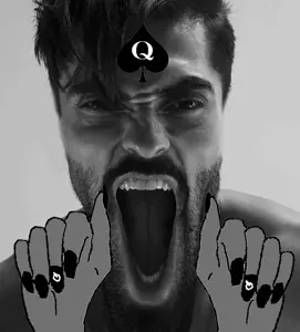 gigachad, gigayell, animated, fingernail, hands, nail polish, nails, queen of spades, spade