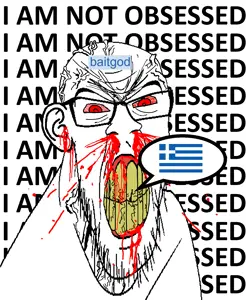 feraljak, feralrage, angry, blood, bloodshot eyes, clenched teeth, cracked teeth, ear, glasses, greece