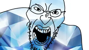angry soyjak, gem, glasses, open mouth, soyjak, stubble