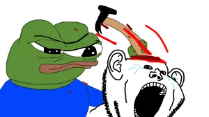 apu, pepe, impish soyak ears, amphibian, animal, blood, bloodshot eyes, crying, frog, green skin