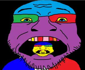 coinjak, colorjak, glasses, open mouth, soyjak, stubble