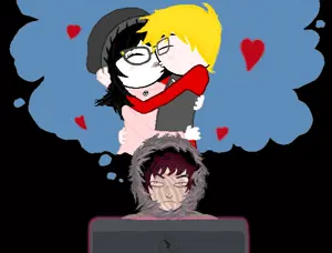 nate higgers, soytan, natejak, animated, blonde hair, computer, glasses, hair, heart, kiss