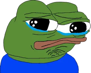 apu, pepe, amphibian, animal, blue shirt, crying, frog, green skin, sad