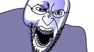 angry soyjak, /g/, 4chan, gentoo, glasses, linux, open mouth, soyjak, stubble, technology