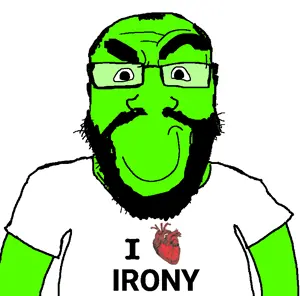 dersoylentdrinker, markiplier soyjak, science lover, beard, glasses, green skin, heart, i love, irony, smile