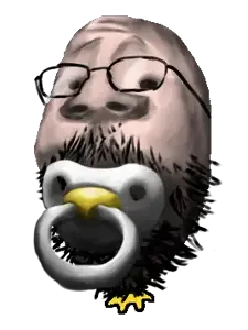 cannedpocket, gapejak, babyjak, babyjak, baby, big head, full body, glasses, pacifier, pink skin