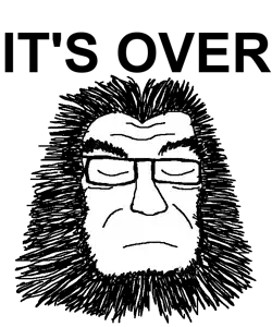 soydoz, its over, closed eyes, closed mouth, glasses, its over (phrase), soyjak, stubble, text