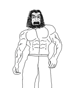 soydoz, arm, beard, buff, clothes, glasses, hair, hands, soyjak, stubble
