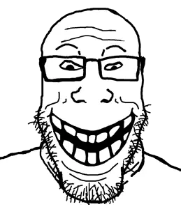 trollface, markiplier soyjak, front, front view, smile, smiley face, troll