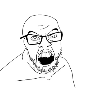 feraljak, remastered soyjaks, angry, beard, glasses, head, iris, nose, open mouth, rage