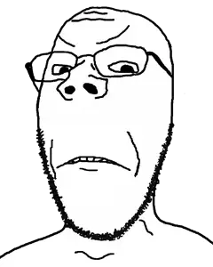 gapejak, gapejak slim, skinny soyjaks, angry, frown, glasses, irritated, stubble, uncolored skin