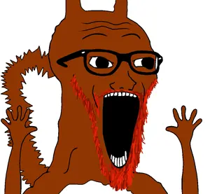 excited soyjak, soyak, wewjak, squirreljak, animaljaks, animal, beard, brown skin, glasses, hands