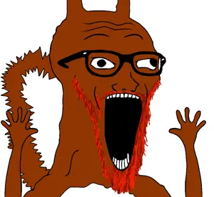 excited soyjak, soyak, wewjak, squirreljak, animaljaks, animal, beard, brown skin, glasses, hands