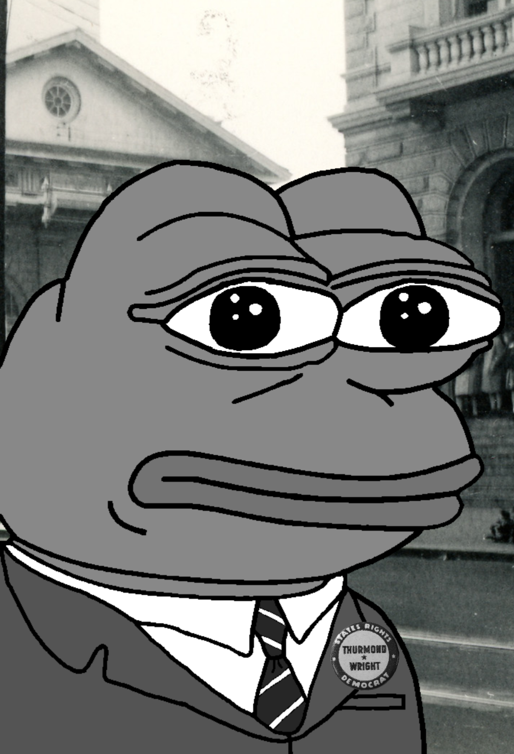 pepe, 1940s, 1948, amphibian, animal, button, closed mouth, clothes, collared shirt, dixiecrat
