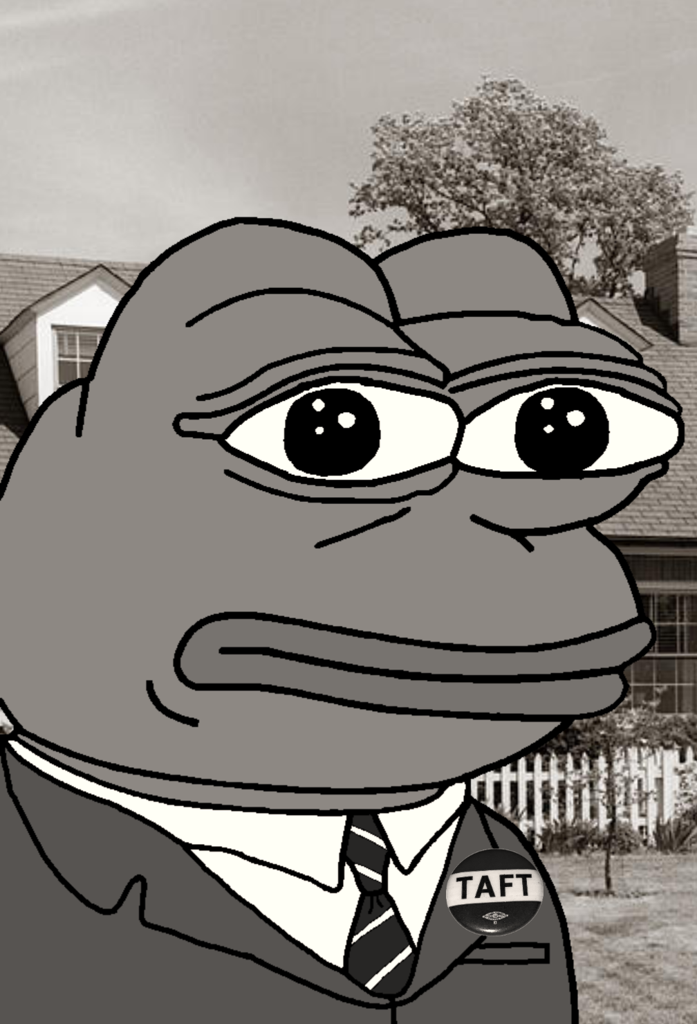 pepe, 1950s, 1952, amphibian, animal, button, closed mouth, clothes, collared shirt, frog