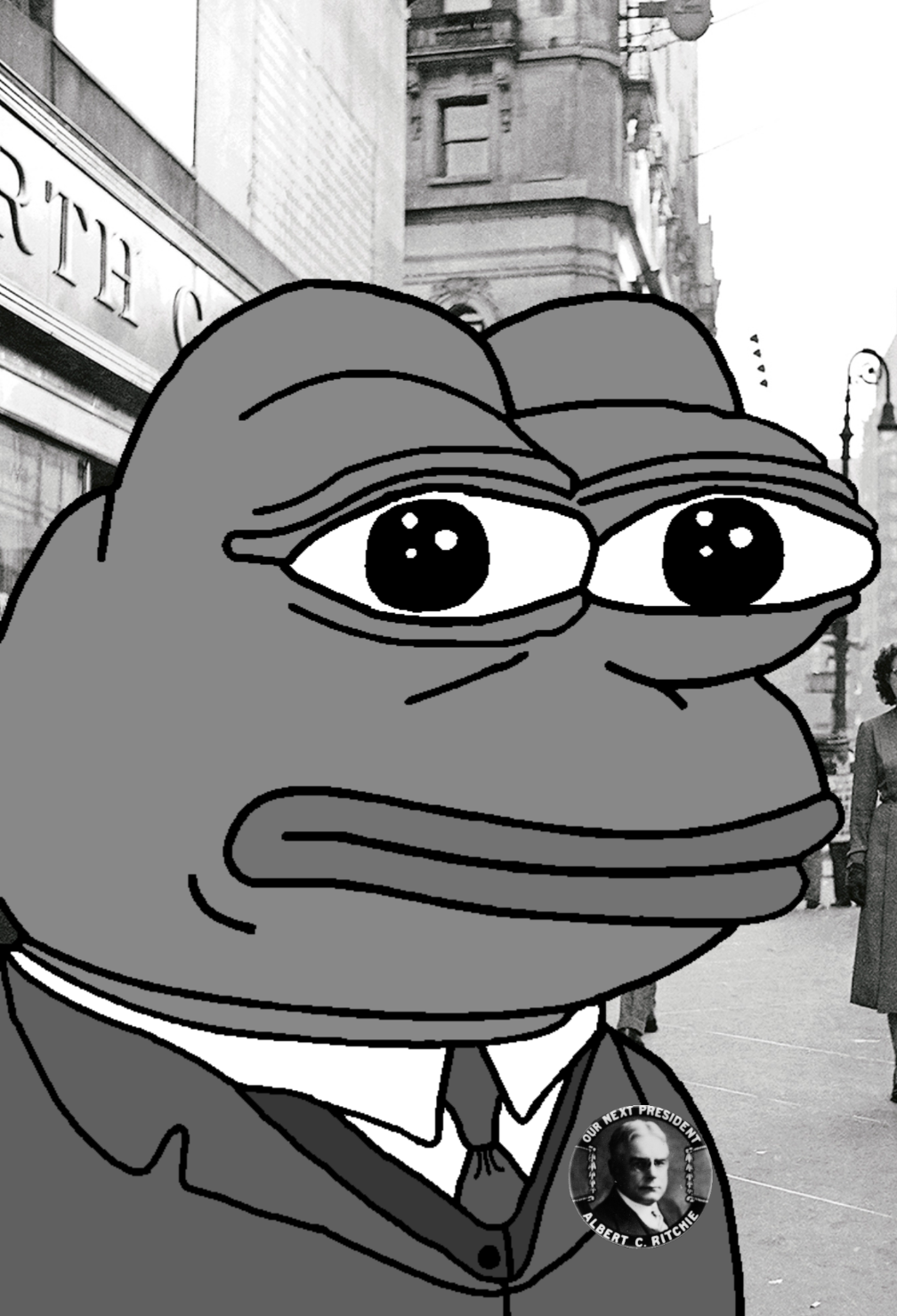pepe, 1930s, 1932, albert ritchie, amphibian, animal, button, closed mouth, clothes, collared shirt