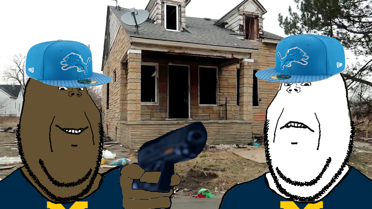 gapejak, michijak, wholesome soyjak, 2soyjaks, american football, black skin, cap, clothes, detroit lions, football