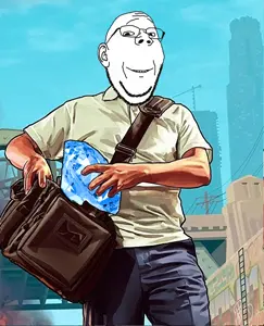 gapejak, wholesome soyjak, arm, clothes, diamond, ear, gem, glasses, hands, holding gem