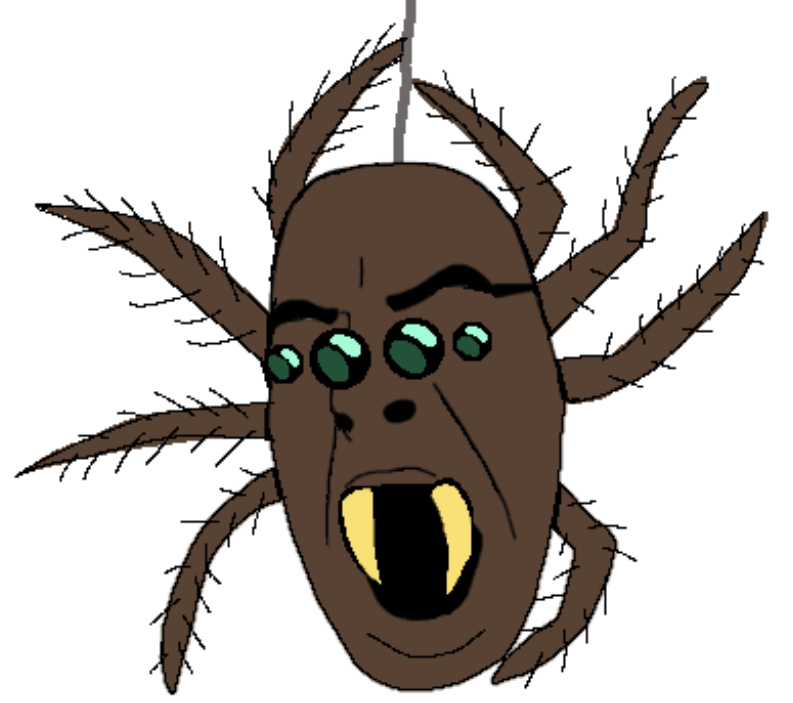 cobson, animaljaks, 1soyjak, 4 eyes, animal, arachnid, brown skin, bug, close up view, fangs