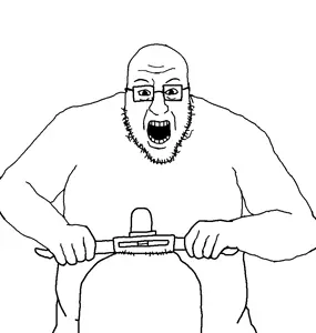 blartjak, blart, glasses, open mouth, riding, scooter, soyjak, stubble