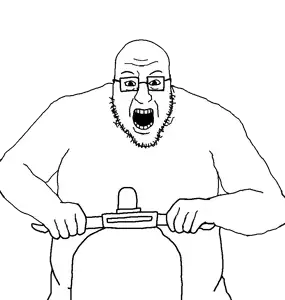 blartjak, blart, glasses, open mouth, riding, scooter, soyjak, stubble, transparent background