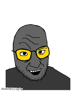 snopesjak, animated, glasses, soot colors, soyjak, soyjak party, stubble, soot
