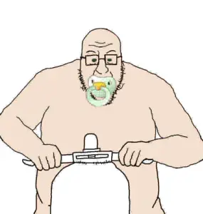 blartjak, baby, blart, caca, glasses, low quality, open mouth, riding, scooter, soyjak