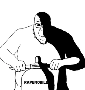 blartjak, arm, biting lip, blart, glasses, hands, ominous, open mouth, riding, scooter
