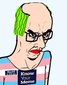 chudjak, chudjak seething, angry, flag, frown, green hair, knowyourmeme, lipstick, mod, soyjak