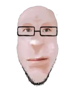 markiplier soyjak, cleavage, glasses, realistic, shading, stubble, white skin