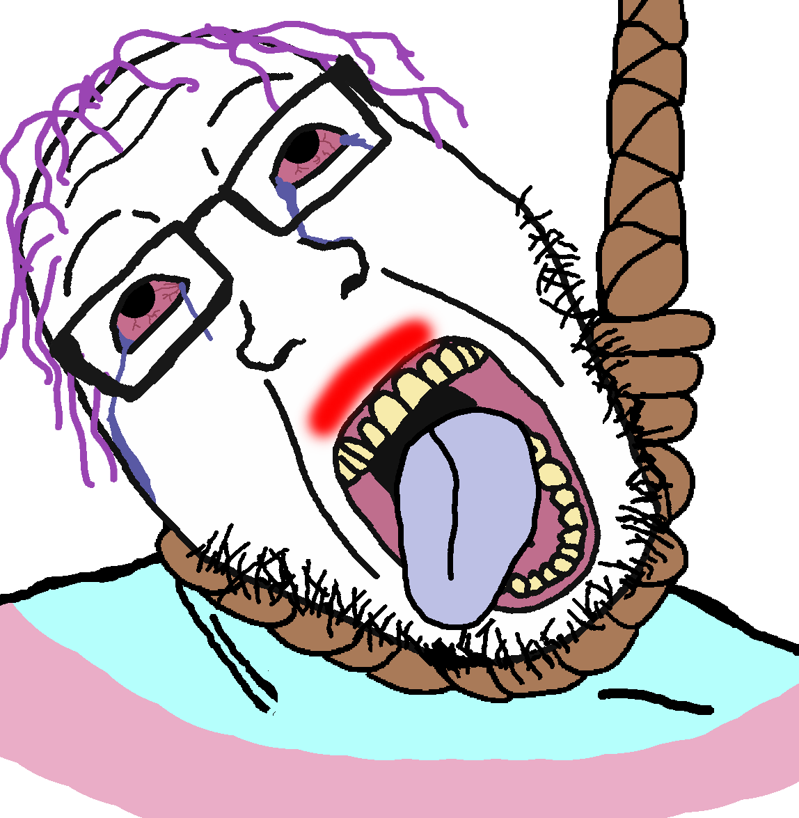 bernd, markiplier soyjak, berndplier, hanging troonjak, troonjak, ack, bloodshot eyes, clothes, crying, hanging