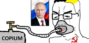 chudjak, anesthesia, bloodshot eyes, communism, copium, crying, flag, gas cylinder, glasses, hammer and sickle