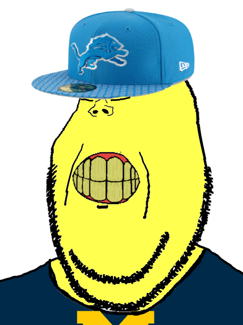 gapejak, michijak, wholesome soyjak, american football, angry, cap, clenched teeth, clothes, detroit lions, football