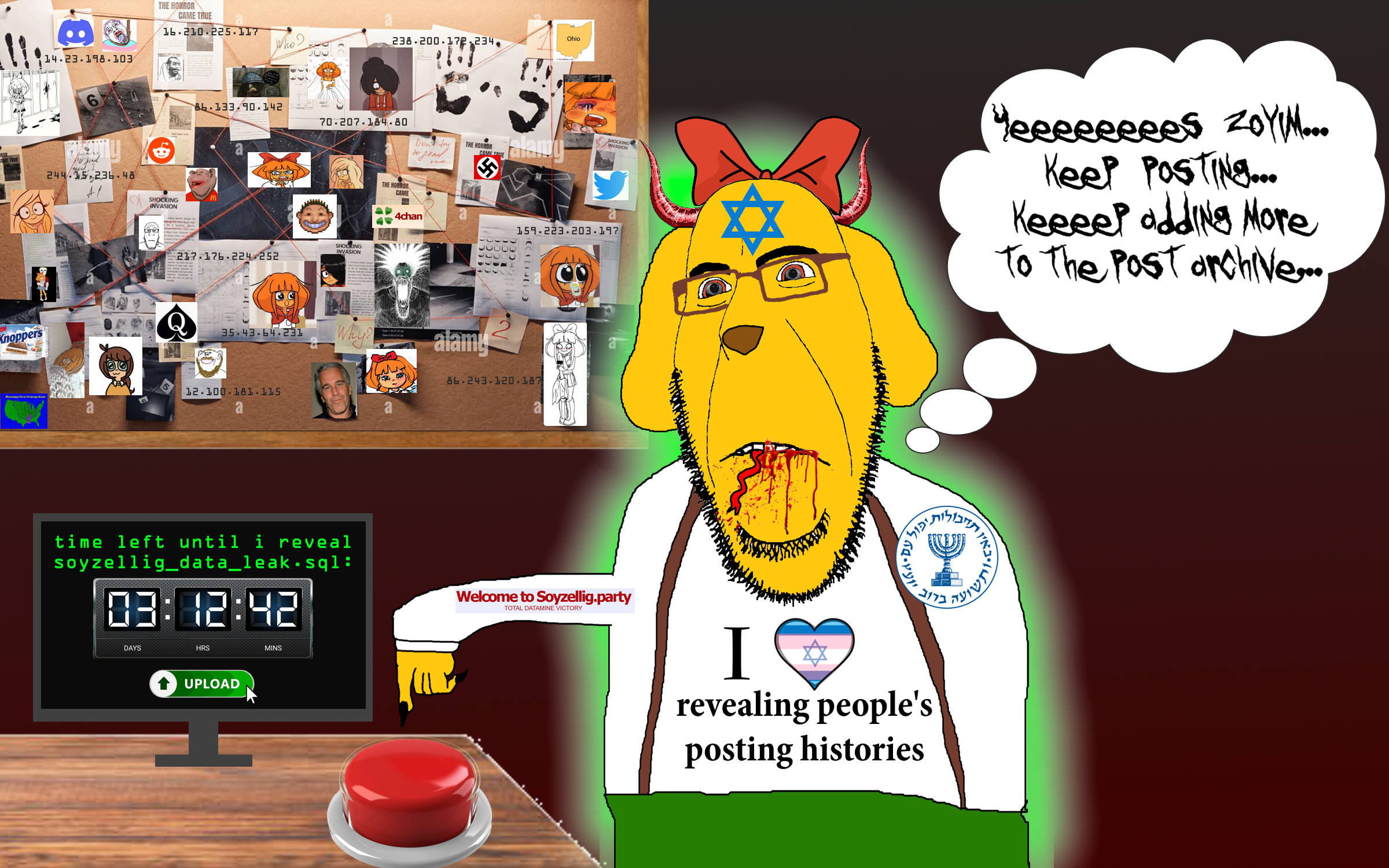 happy merchant, bernd, cobson, impish soyak ears, markiplier soyjak, hornyson, impish amerimutt, neutralplier, jannyjak, bloodshot eyes