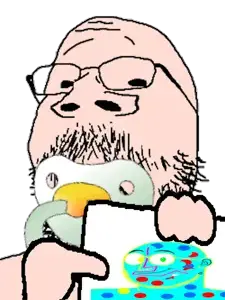 gapejak, weirdpenis, babyjak, babyjak, colorjak, baby, glasses, holding object, pacifier, stubble